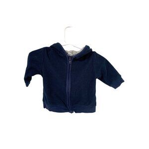 Garanimals Boys Infant Baby Size 0 3 Months Navy Blue Fleece Full Zip Hoodie Swe